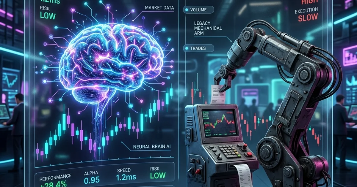 Advanced AI Trading Interface showing real-time market analysis and robot trading comparison