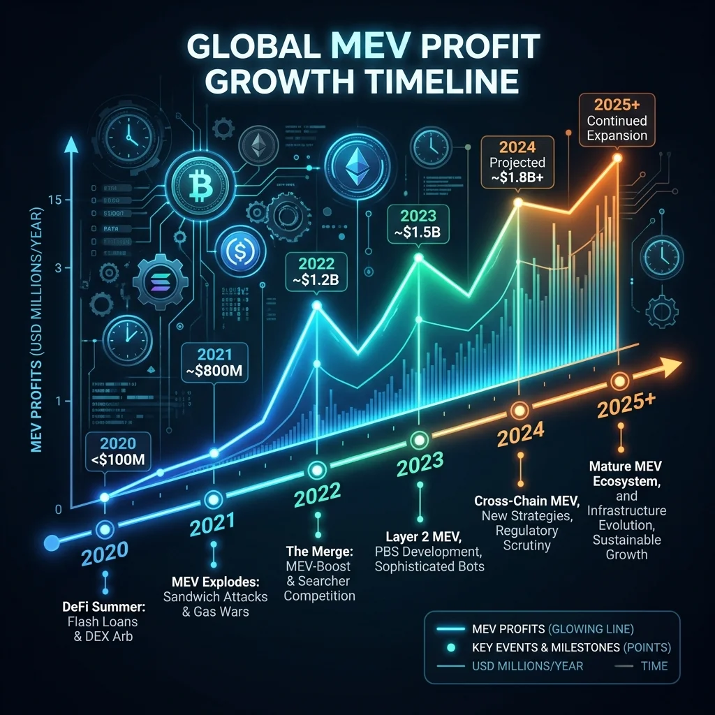Timeline chart showing weeks-to-profit for a new MEV trader in 2026